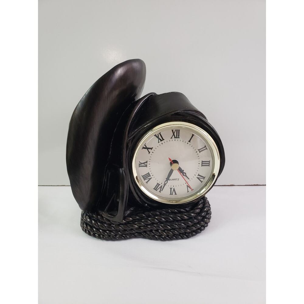 Country Western Desktop Quartz Clock CottageCore Cowboy Rope Hat Works